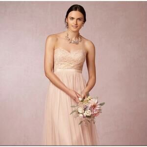Jenny Yoo Juliette  Lace/ Chiffon Gown Women Bridesmaid Dress SZ. 2  Blush flaws